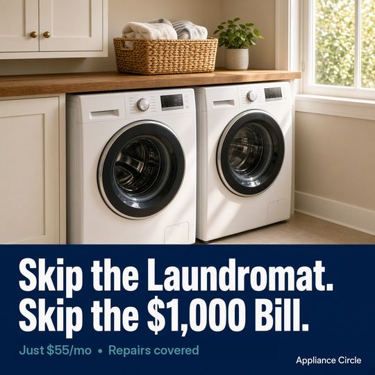 Cozy home laundry room with a matching white washer and dryer